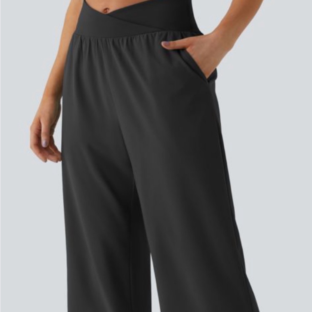 HALARA Black Wide Leg Pants with High-Rise Waist